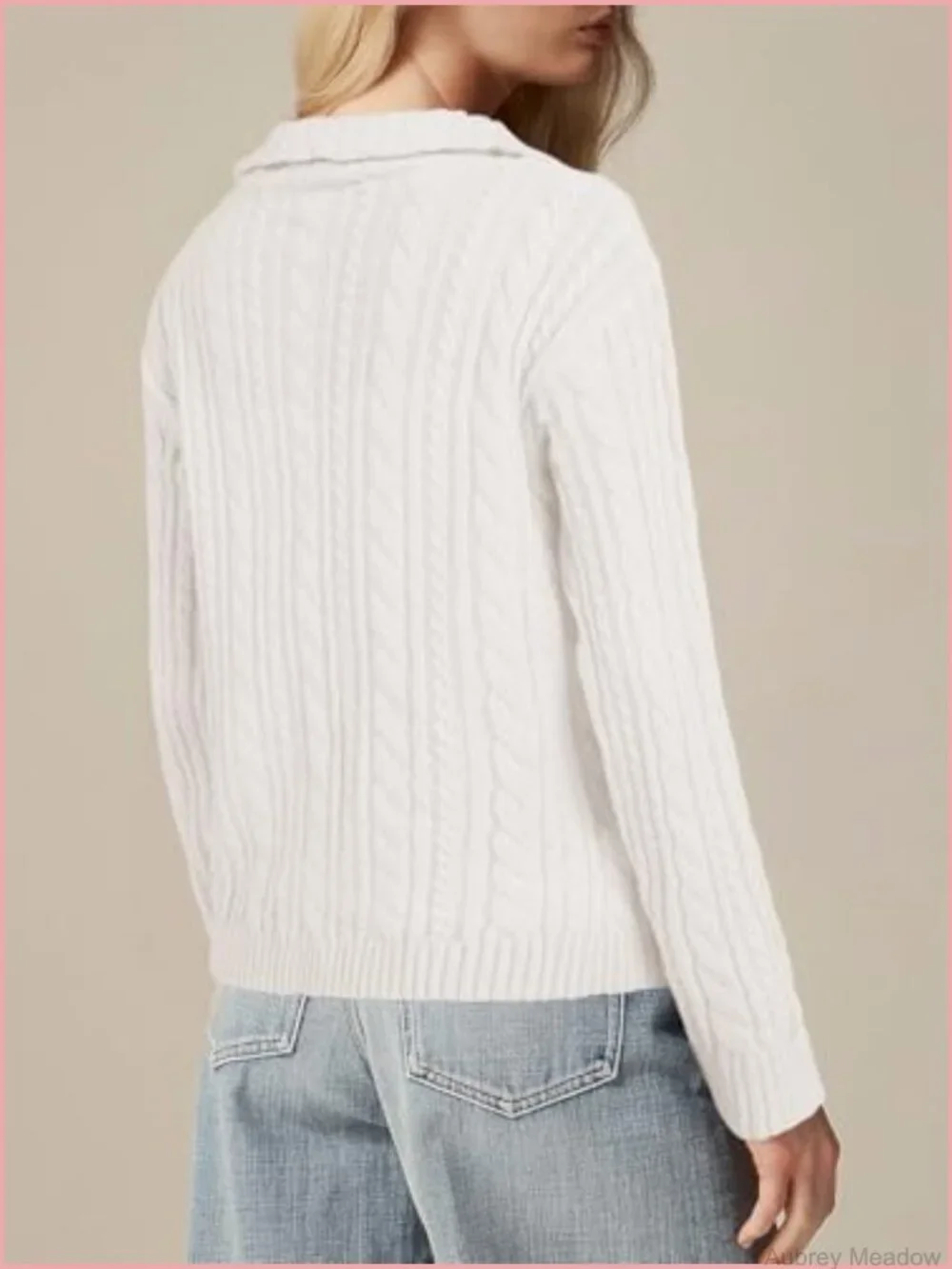 Cable Knit Zip Up Cardigan Sweater Open Front Long Sleeve Vintage